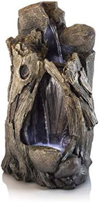 Alpine Corporation WIN270 52" Outdoor Rainforest Waterfall Tree Trunk Fountain with LED Lights, Cascading Water Feature for Garden, Patio, Backyard & Landscape Décor, Rustic, Brown by Unknown