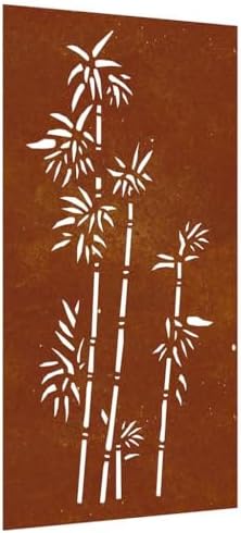 FMPGJLYH Corten Steel Wall Decoration, Bamboo Pattern Metal Garden Art, Weathered Rust Finish Outdoor Privacy Screen for Patio Backyard, 41.3 x 21.7 Inch Rectangular Panel by Unknown