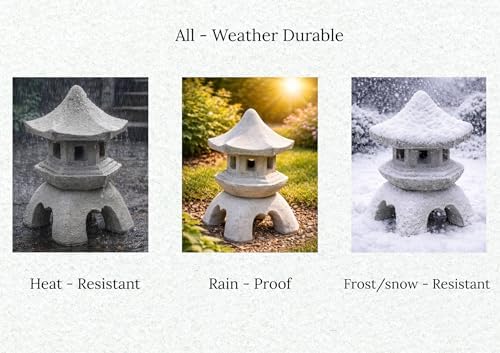 Oriental Lantern Outdoor Statue Concrete Pagoda Japanese Sculpture Asian Stone Ornament Lawn Figurine Yard Cement Statuary Zen Garden Oriental Set Decoration - Image 6