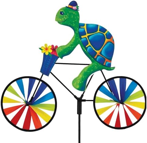 Bike Spinner Turtle 20" – Adorable Reptile Design, Weather-Resistant Outdoor Decor, Durable & Lightweight for Patios, Yards, and Gardens - Eye-Catching Wind Spinner with Rotating Wheels by PREMIERKITES