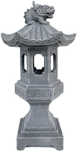 Pagoda Garden Statue, Resin Solar Japanese Pagoda Lantern, Decorative Zen Garden Landscape for Yard Patio Lawn, Style1 - Image 4