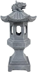 Pagoda Garden Statue, Resin Solar Japanese Pagoda Lantern, Decorative Zen Garden Landscape for Yard Patio Lawn, Style1 - Image 4