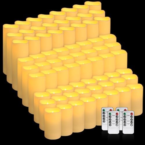 144-Pack LED Flameless Flickering Candles with Remote Control and 2/4/6/8 H Timer Led Pillar Candles of Wedding, Table, Halloween,Christmas Decorations and Special Occasions (Three Sizes) - Image 2