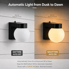 Alighting Dusk to Dawn Outdoor Wall Sconce, Black Globe Porch Light - Image 3