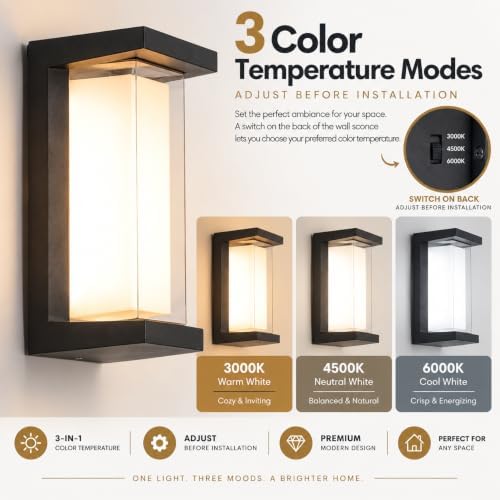 Outdoor Wall Lights, Outdoor Lights for House, 2200LM 3CCT Dimmable IP65 - Image 2