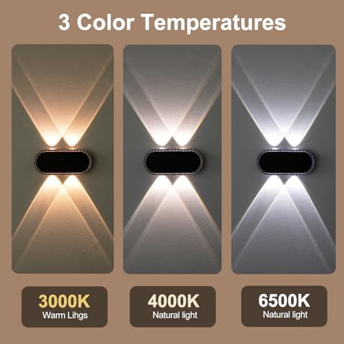 Ellasay Fence Lights Solar Powered: Outdoor LED Wall Lighting Dual Beam and 3 Color Modes IP65 Waterproof 12H Long Lasting Easy Mount for Garden Patio Backyard 4 Pack - Image 6