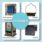 Solar Lantern Victorian Stained Glass Lotus Patterns Outdoor Waterproof Garden Hanging Lantern Solar Powered Lighting Outside Table Lamp for Patio Deck Camping 1 Pack - Image 4