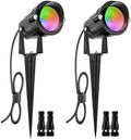ZUCKEO 5W RGB Landscape Lighting Color Changing Low Voltage Landscape Lights with Connector, 12V 24V Waterproof Outdoor LED Colored Spotlight Path Light for Yard Garden House (2Pack) by ZUCKEO
