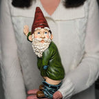 Gnome Statue - 10.3" Tall Polyresin - Willy The Peeing Garden Gnome for Lawn Ornaments, Indoor or Outdoor Decorations - Red and Green Funny Gnomes - Image 6