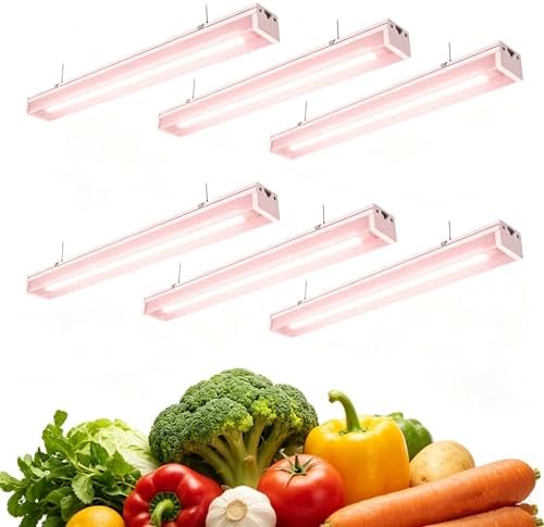 Grow Lights for Indoor Plants Full Spectrum Grow Lights for Seed Starting,4FT Plant Light for Indoor Plants,252W(6x42W 1400W Equivalent) Linkable Design,Greenhouse,Pinkish White,6 Pack by Unknown