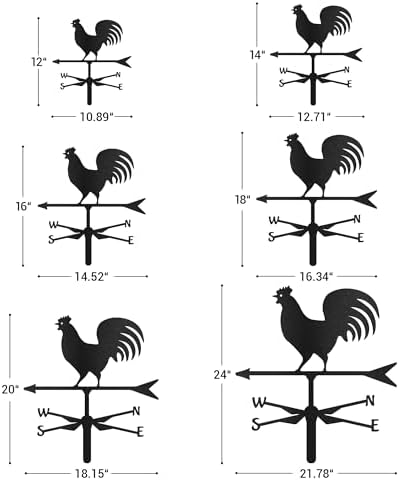Rooster Weathervane Metal Garden Stake Decorative, Farmhouse Design Silhouette Gifts Statues for Yard Art, Outside, Patio, Outdoor Decor, Garden Decorations, Lawn Ornaments - 18" Black - Image 6