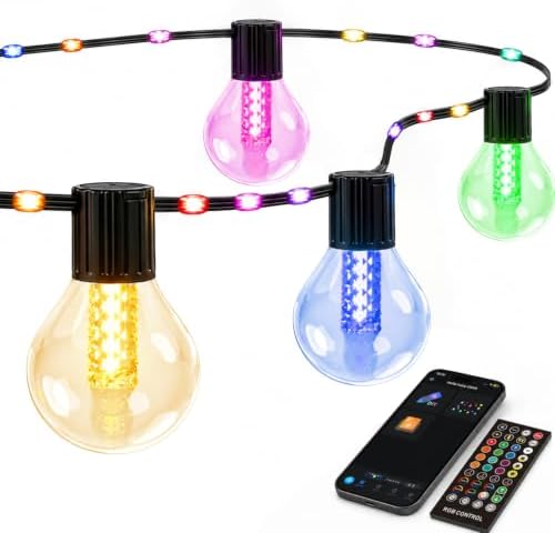 Smart Outdoor String Lights 46FT, DIY Color Changing Patio Lights by Innonly