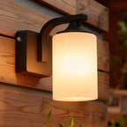 Dusk to Dawn Outdoor Wall Light Sconce, Waterproof Aluminum Porch Light Exterior Fixture with Milk Glass Shade for Patio, Yard, Garden House, Outside, Matte Black by AluminumOutdoorLight