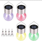 4Pcs Solar Outdoor Hanging Lanterns with Handle Retro Solar Lights Patio Decor Patio IP65 Waterproof Yard Art Garden Accessories Outdoor Decorations for Christmas Porch Lawn by Ulalaza