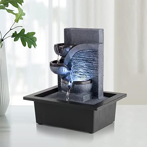 WICHEMI Water Fountains Indoor Waterfall Tabletop Fountain with LED Light by WICHEMI