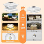 Solar Post Cap Lights Outdoor 6 Pack, 2 Modes Bright Fence Post Solar Lights Outdoor Waterproof, Deck Fence Post Cap Light Solar Powered for 4x4 4.5x4.5 5x5 Posts for Garden Decor - Image 5