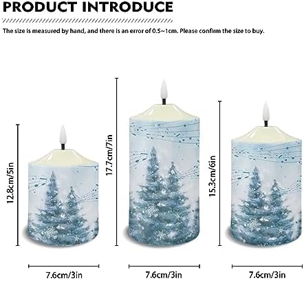 Cozeyat Flameless Candles with Remote Set of 3, Christmas Tree Musical Note Snowscape Print Flickering Electric Candles for Christmas Decor, Unscented Realistic Bullet Floating Flame Candles - Image 6