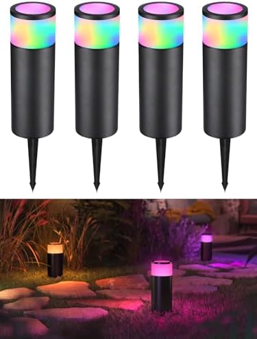 LEONLITE 4-Pack LED Landscape Bollard Path Lighting, RGB, 4.5W by LEONLITE