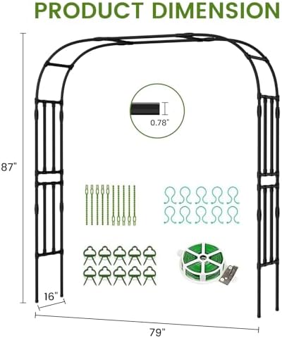87in H Tall Garden Arch Trellis for Climbing Plants Outdoor - Image 4