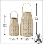 Rattan Bamboo Hurricane Lantern Candle Holder, Cage Design, Glass Insert - Image 4