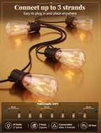 GOOTHY 20Ft Outdoor String Lights with 22 Edison Bulbs(2 Spare), 7W E17 Intremediate Base ST40 Vintage Outdoor Patio Lights Waterproof UL Listed for Bistro Garden Backyard Party Wedding Decor-Black - Image 2