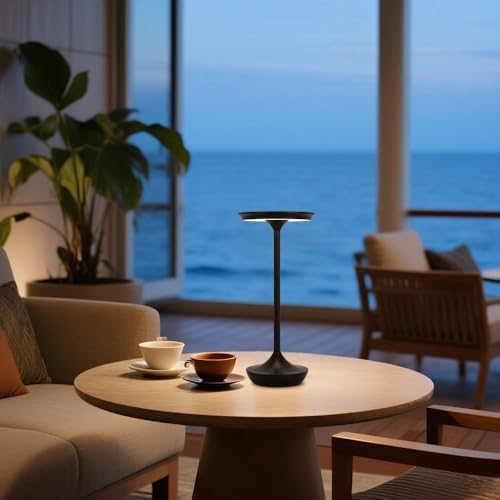 2 Pack LED Rechargeable Cordless Table Lamps,Portable Outdoor 6000 mAh Battery Operated Table Light Touch Control 3 Color Dimmable Waterproof for Patio/Cofee/Restaurant/Camping/Dining/ Bedroom-Black - Image 4