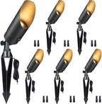Gardenreet 12V Spot Lights Solid Brass - Outdoor Low Voltage Landscape Spotlight, Wired LED Uplights Waterproof, Stretchable Shroud Bronze for Patio Wall with 5000K Daylight MR16 Bulb (6 Pack) by Gardenreet