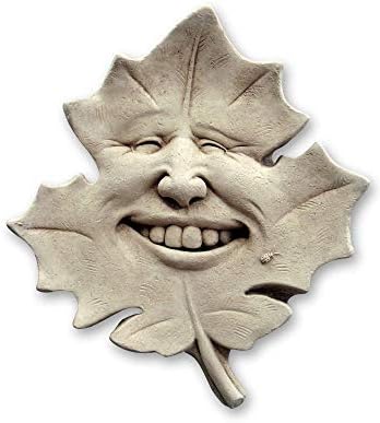 Carruth Studio, Leaf Face Plaque Forest Stump Figurine, Original Sculpture Handcrafted in Stone, Artisan Made by Carruth+Studio
