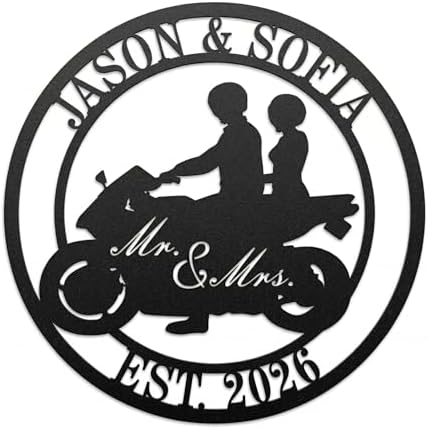Personalized Biker Couple Metal Sign, Custom Motorcycle Rider Wall Art For Decor,Anniversary Wedding Gift Motorcylce,Biker Couple Gift by HYTSIGN