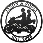 Personalized Biker Couple Metal Sign, Custom Motorcycle Rider Wall Art For Decor,Anniversary Wedding Gift Motorcylce,Biker Couple Gift by HYTSIGN