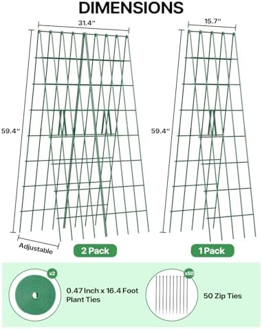 Suteck A-Frame Cucumber Trellis 59.4" 2 Pack, Foldable Metal - Image 2
