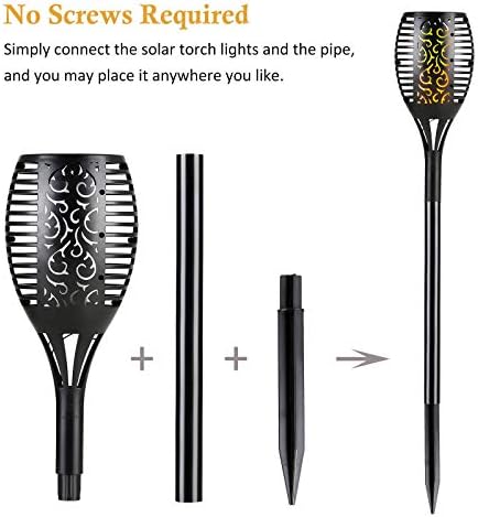 96 LED 3-Lighting Modes Solar Torch Light Dancing Flickering Flame Lamp (2 Pack) - Image 6