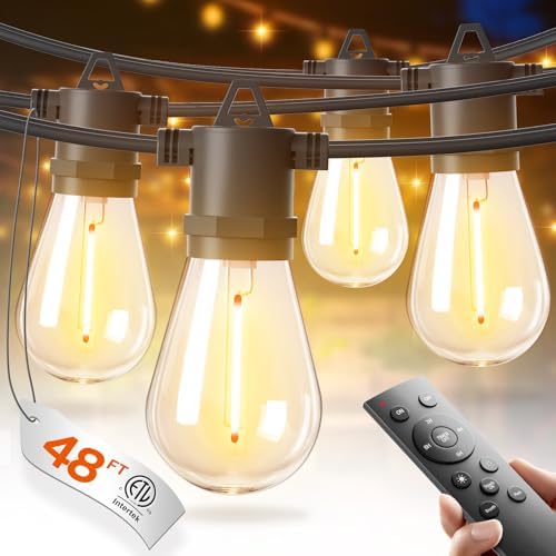 addlon 48FT Outdoor String Lights with 24 Dimmable Edison Bulbs for Patio by addlon