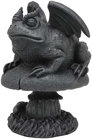 Ebros Gothic Horned Toad Frog Gargoyle with Wings Crouching On Toadstool Mushroom Figurine Mythical Fantasy Decor of Gargoyles Statue 5" Tall for Medieval Renaissance Castles and Cathedrals Fans - Image 3
