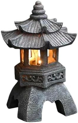 Front Porch Decor Pagoda Garden Statue Sculpture Solar Lantern Zen Decoration for Landscape Esculturas Decorativas Modernas(A1) by Unknown