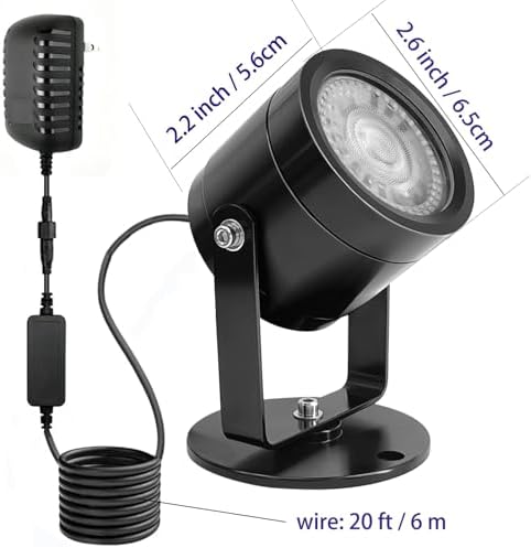 Colored Pond Lights with Timer, 20 Ft Cable Underwater SpotLights IP68 Waterproof Aluminium Case Fountain Light Submersible for Outdoor Pond Fountain Waterfall, 8W 1 Lights - Image 3