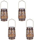 4 PCS Outdoor Lanterns Solar Powered Waterproof Decorative Hanging, Solar Power Lanterns for Outside, Christmas Gifts for Women, Flower& Bird Decor for Garden Lawn Backyard Front Porch by ArtificialPlants