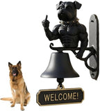 Cast Iron Muscle Dog Welcome Doorbell, Funny Bulldog Doorbell, Dog Middle Finger Decor Dinner Bell, Retro Metal Outdoor Dachshund Hanging Door Bell for Yard Garden by Unknown