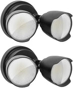 2 Packs 15W LED Flood Light Outdoor, 1500 Lumen Exterior Security Lights, 3000K/5000K Light, IP65 Waterproof, Dual-Head Wall/Eave Mount Flood Lights Energy Saving for Garage, Patio, Yard (Black) by CELAVY