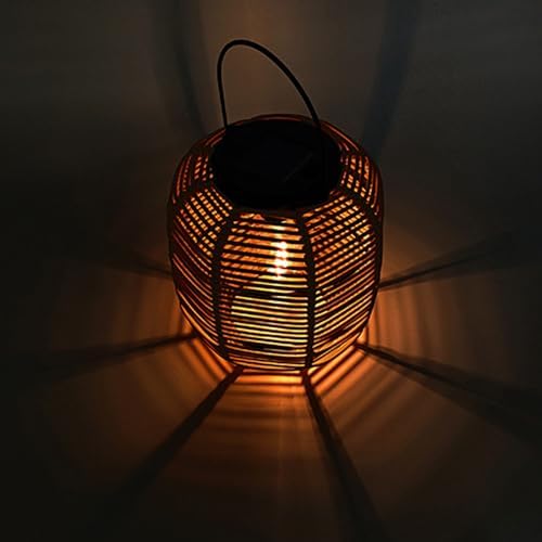 Fabater Solar Lantern Outdoor Hanging Decorative Rattan Lantern, Warm Light Solar Powered Table Lamp for Garden Patio Yard Porch, Durable Iron & Plastic Rattan 8Hr Long - Image 2