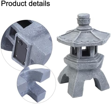 Solar Pagoda Garden Statue Lantern, Resin Landscape Path Light - Image 5