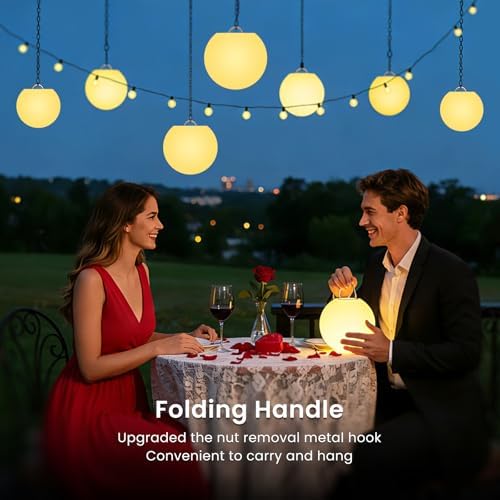 LOFTEK 8-inch LED Ball Light, Rechargeable RGB Glowing Globe Lamp, Hangable - Image 3