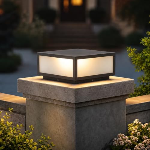 15.75 Inch Modern Flat Surface Pillar Lights Outdoor Porch Column Cap Light by SLAWA