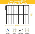 ULIOK 46 Panels Animal Barrier Fence, Garden Fence Animal Barrier, No Dig Fencing, 65.2ft(L) x 13in(H) Dog Fencing Rabbit Fences, 1.5in Spike Spacing Rustproof Metal Fences Border for Outdoor Yard - Image 2