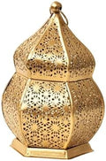 DESI SAMAAN Store Moroccan Iron Hanging Lantern Lamp, Tealight Holder, Lanterns for Home Decoration, Diwali Ganesh Chaturthi Christmas Eid Festival Balcony Décor Items (Golden) by Unknown