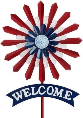 A ANLEOLIFE Decorative Garden Stakes for Outside, Metal Garden Decor Rustic American Flag and Welcome Sign, Yard Stakes Indoor & Outdoor Patio Lawn - Image 3