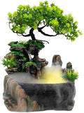 Tabletop Fountain Ornament, 220V Desktop Waterfall Fountain with LED Atomizer and Pond, Featuring Realistic Waterfall Artificial Trees, Rockery Water Fountains for Indoor Home Office Desk Decor (G) by WDZCZDoo