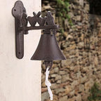 Cast Iron Wall Hanging Bell Bells, Manually Shaking Wall Hanging Doorbell, Dinner Bell Metal Art Decoration for Indoor Outdoor Garden Home (A) - Image 5