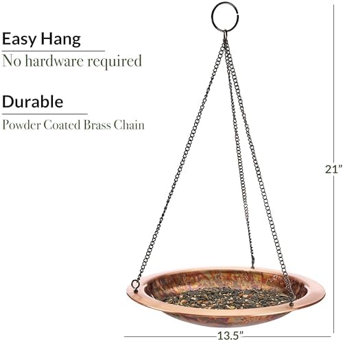 Good Directions Hanging Fired Torched Bird Bath for Outside Backyard, Outdoor, Patio, Garden, Birdbath Gift for Bird Lovers Watchers, Small 13" Copper Metal - Image 4