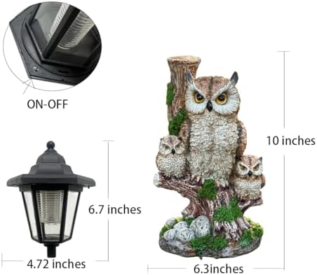 Solar Owl Statue, Fake Owl Family Outdoor Waterproof Garden Owl Decor - Image 4